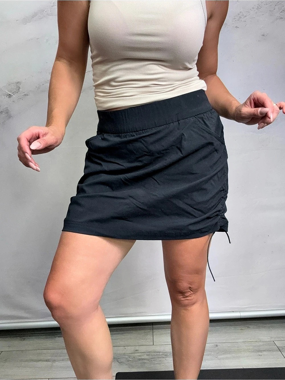 Columbia High-Rise Ruched Mini Skort Black